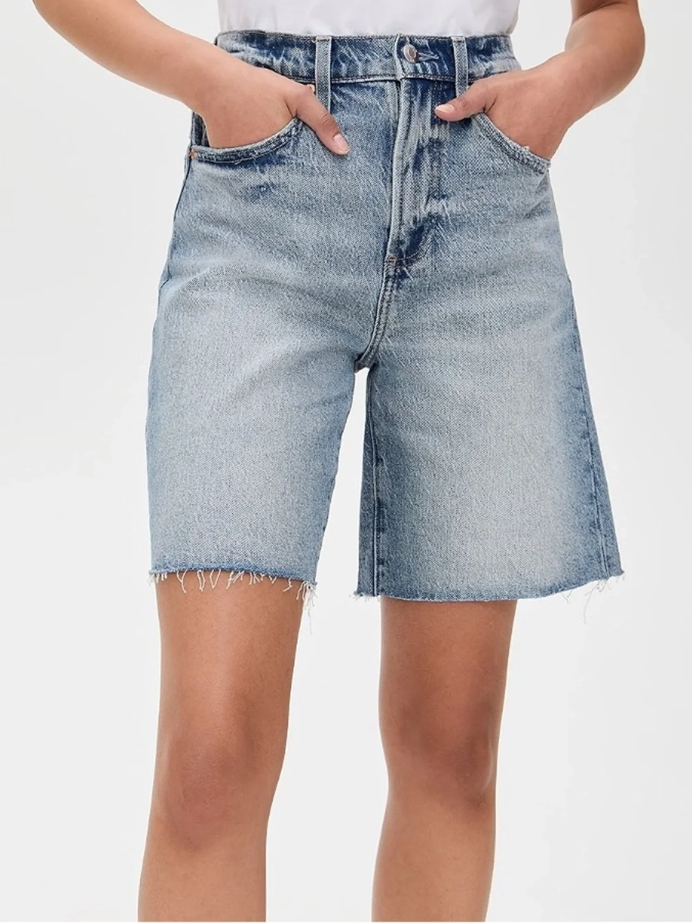 Pistola Kaylee High Rise Pinched Loose Straight Jean Short in Boulder Wash Blue